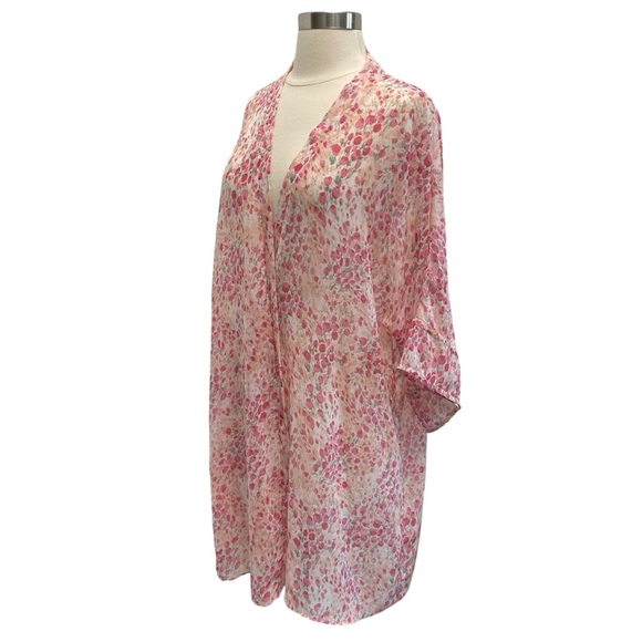 Flora Nikrooz Floral Printed Chiffon Wrap Robe & Shorts Intimates Set - Picture 3 of 12